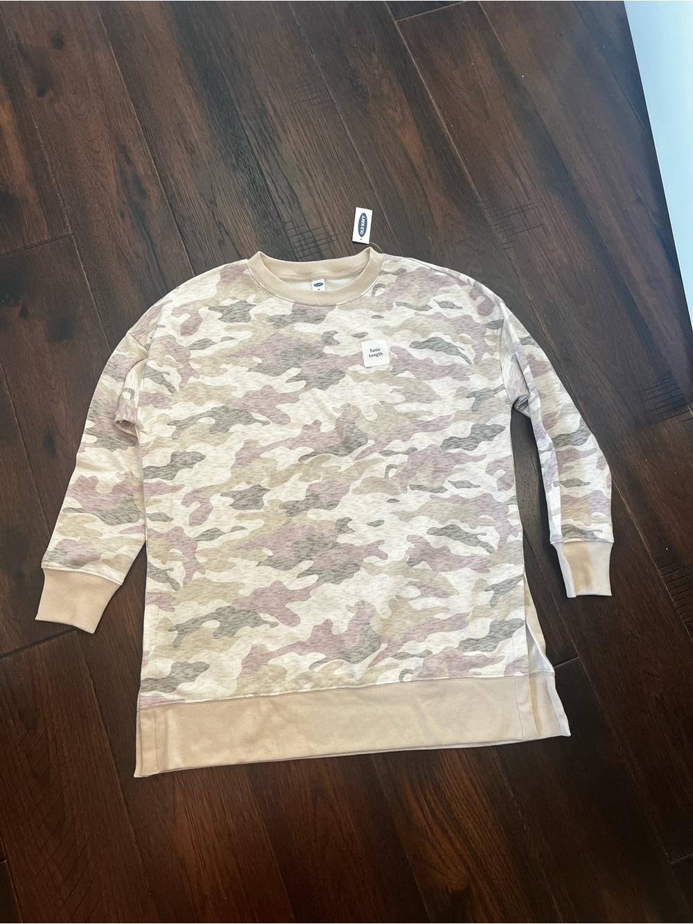 Camouflage Long Sweatshirt Tunic in Pink camo